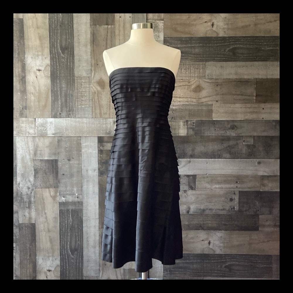 Adrianna Papell black strapless dress size 8 elegant dark feminine whimsigoth